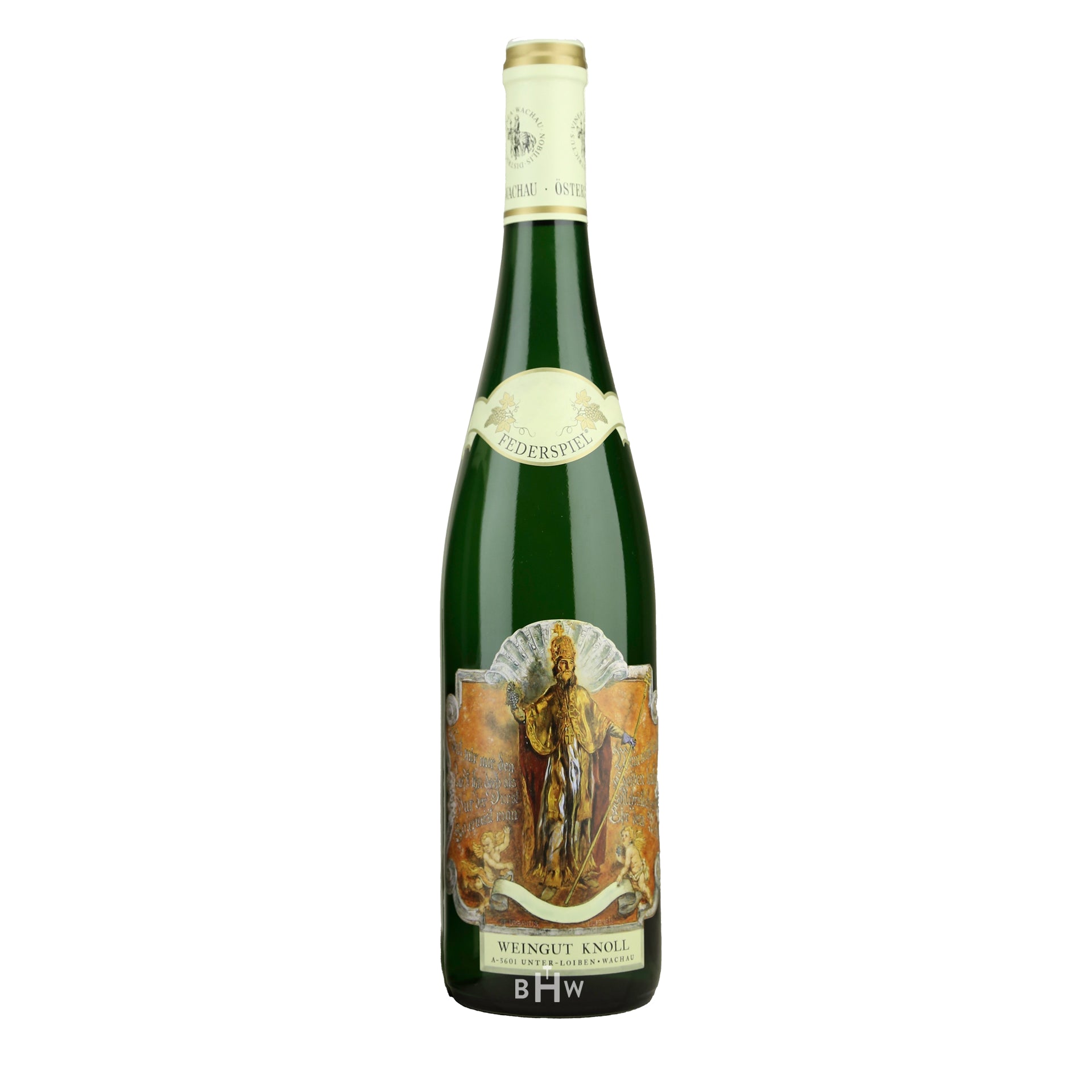 2023 Weingut Knoll Ried Kreutles Gruner green wine bottle with decorative label on a white background