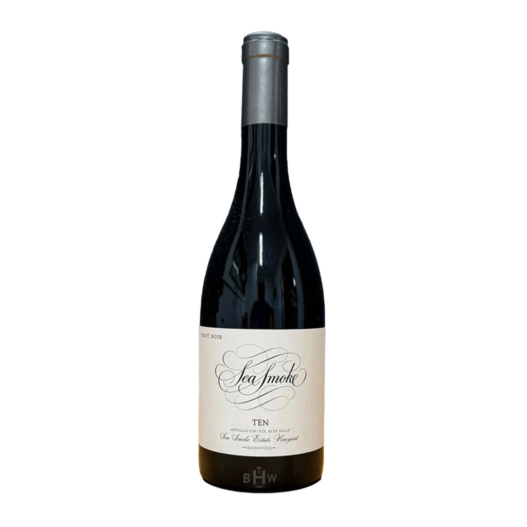 Wine bottle with a visible label on a white background