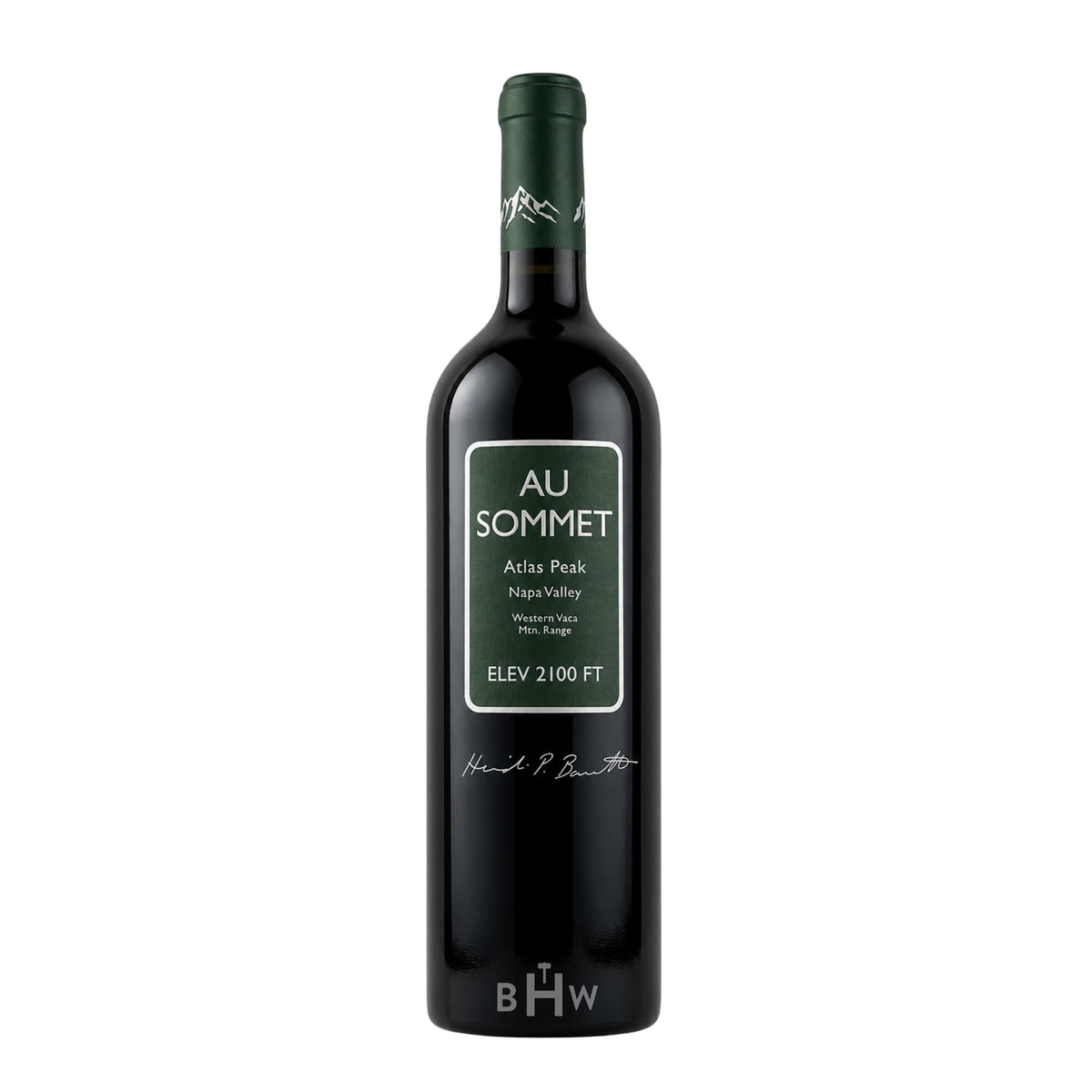 A bottle of 2024 Au Sommet Atlas Peak Cabernet Sauvignon Napa Valley red wine, curated by Big Hammer Wines.