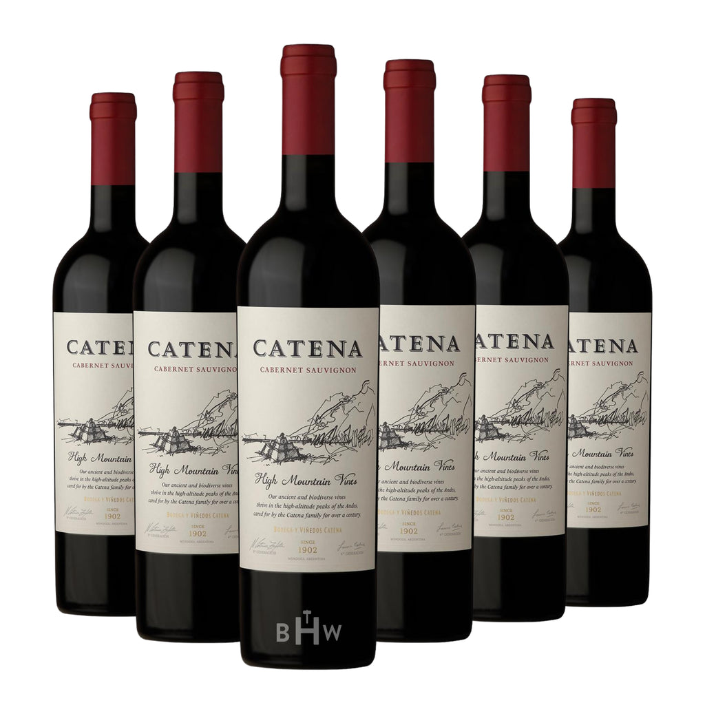 A six-pack of 2024 Catena Cabernet Sauvignon 750ml wine bottles from Mendoza, curated by Big Hammer Wines.