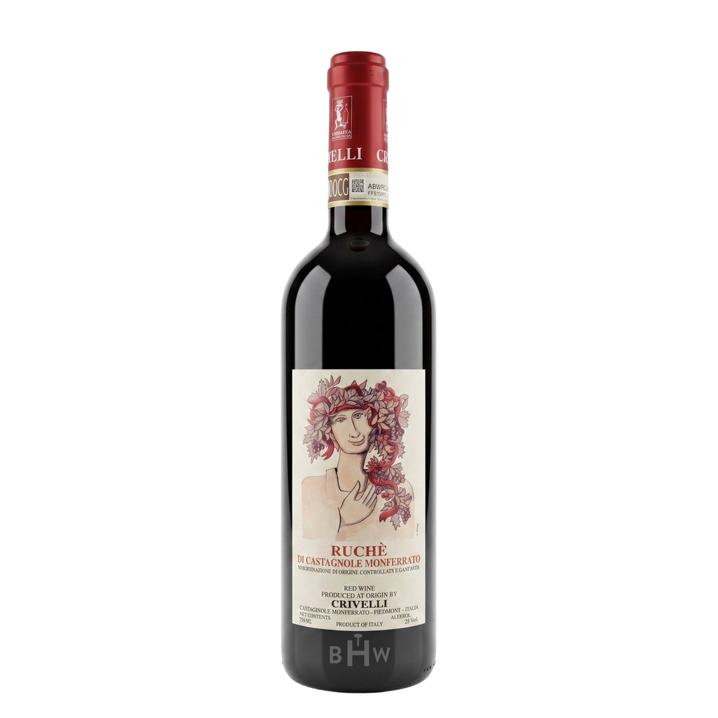 A bottle of 2024 Crivelli Ruchè di Castagnole Monferrato Piedmont red wine, curated by Big Hammer Wines.