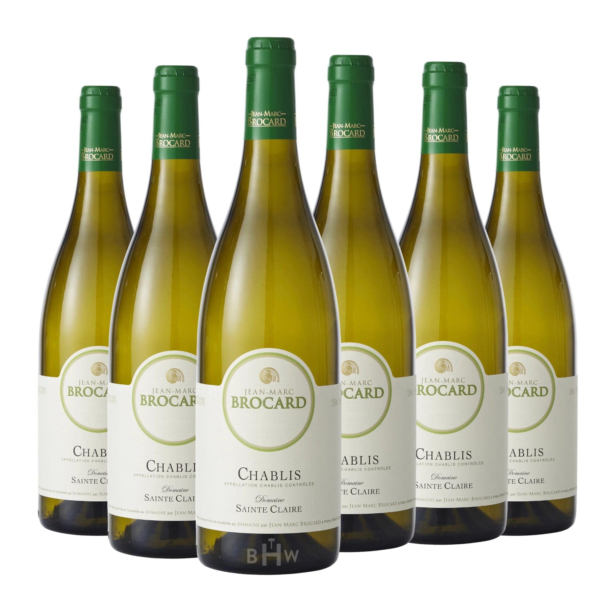 Six bottles of 2024 Jean-Marc Brocard Domaine Sainte Claire Chablis Chardonnay white wine. Curated by Big Hammer Wines.