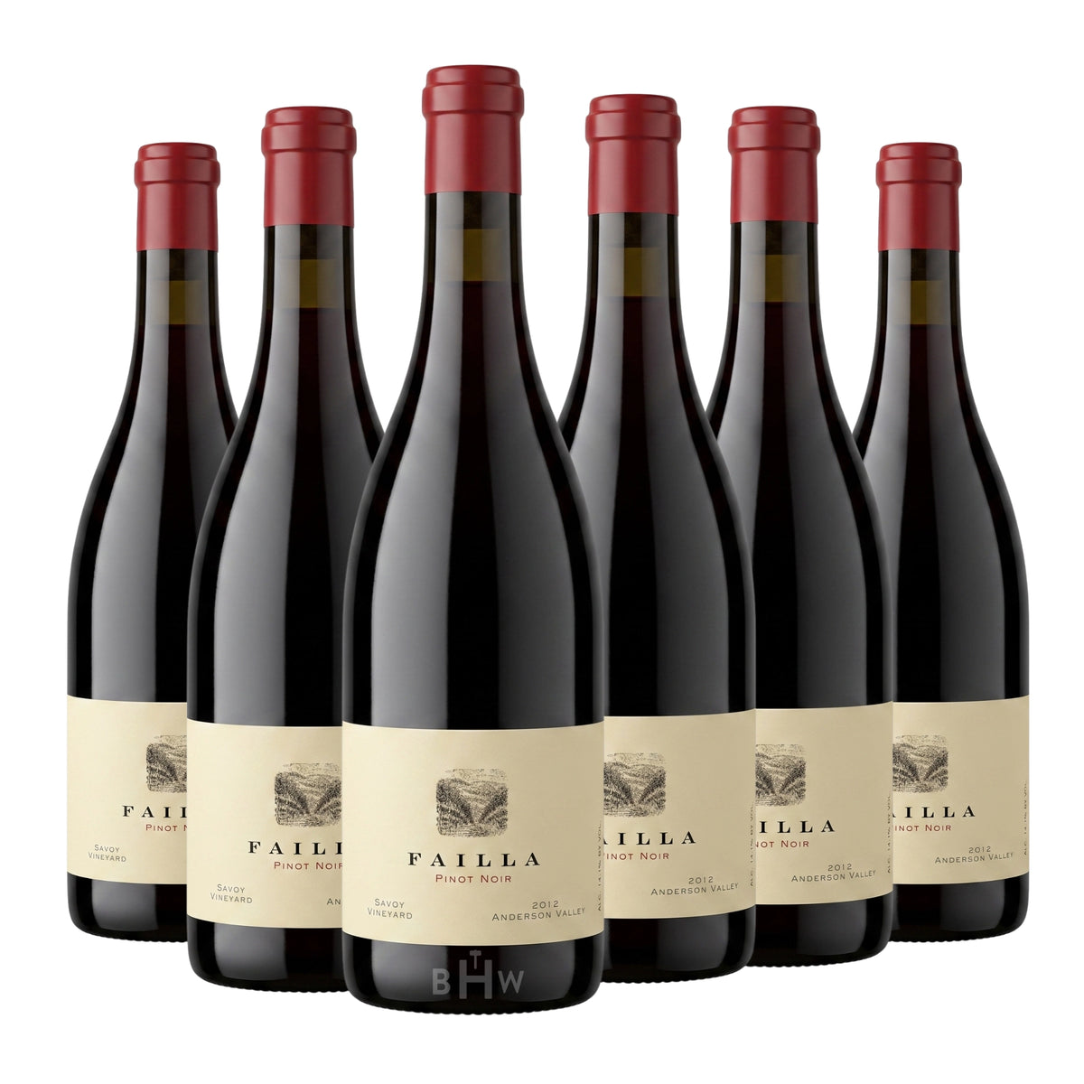 Six bottles of 2024 Failla 'Savoy Vineyard' Mendocino Pinot Noir red wine. Curated by Big Hammer Wines.
