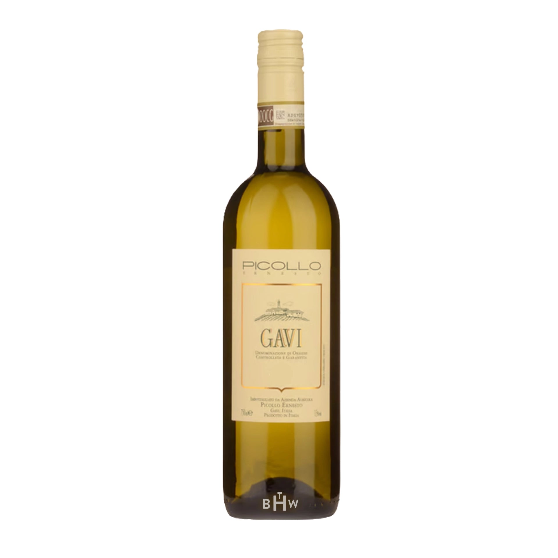 2024 Picollo Gavi Casa Ernesto wine bottle with a white background. 