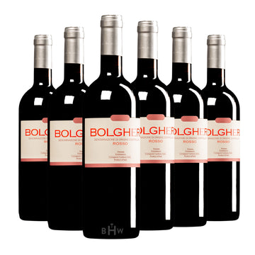 Six bottles of 2024 Podere Grattamacco Bolgheri Rosso Tuscany red wine. Curated by Big Hammer Wines.