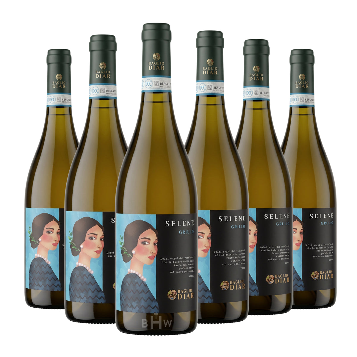2025 Baglio Diar 'Selene' Grillo Sicilia DOC Sicily 6-pack white wine bottles, curated by Big Hammer Wines.