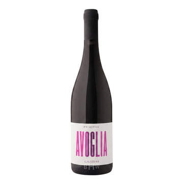 A bottle of 2025 Giustini Primitivo "Avoglia" Puglia red wine, curated by Big Hammer Wines.