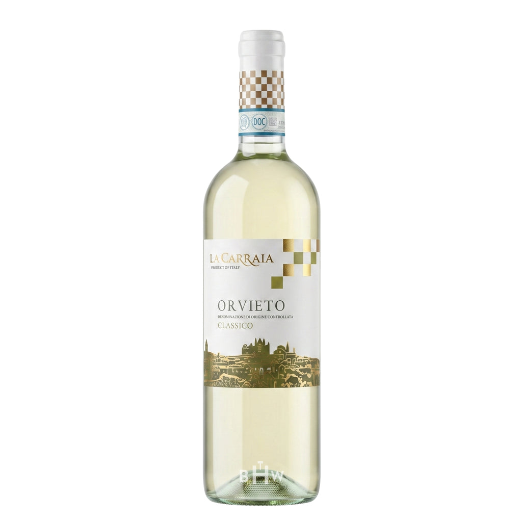 A single bottle of 2025 La Carraia Orvieto Classico white wine from Italy, curated by Big Hammer Wines.