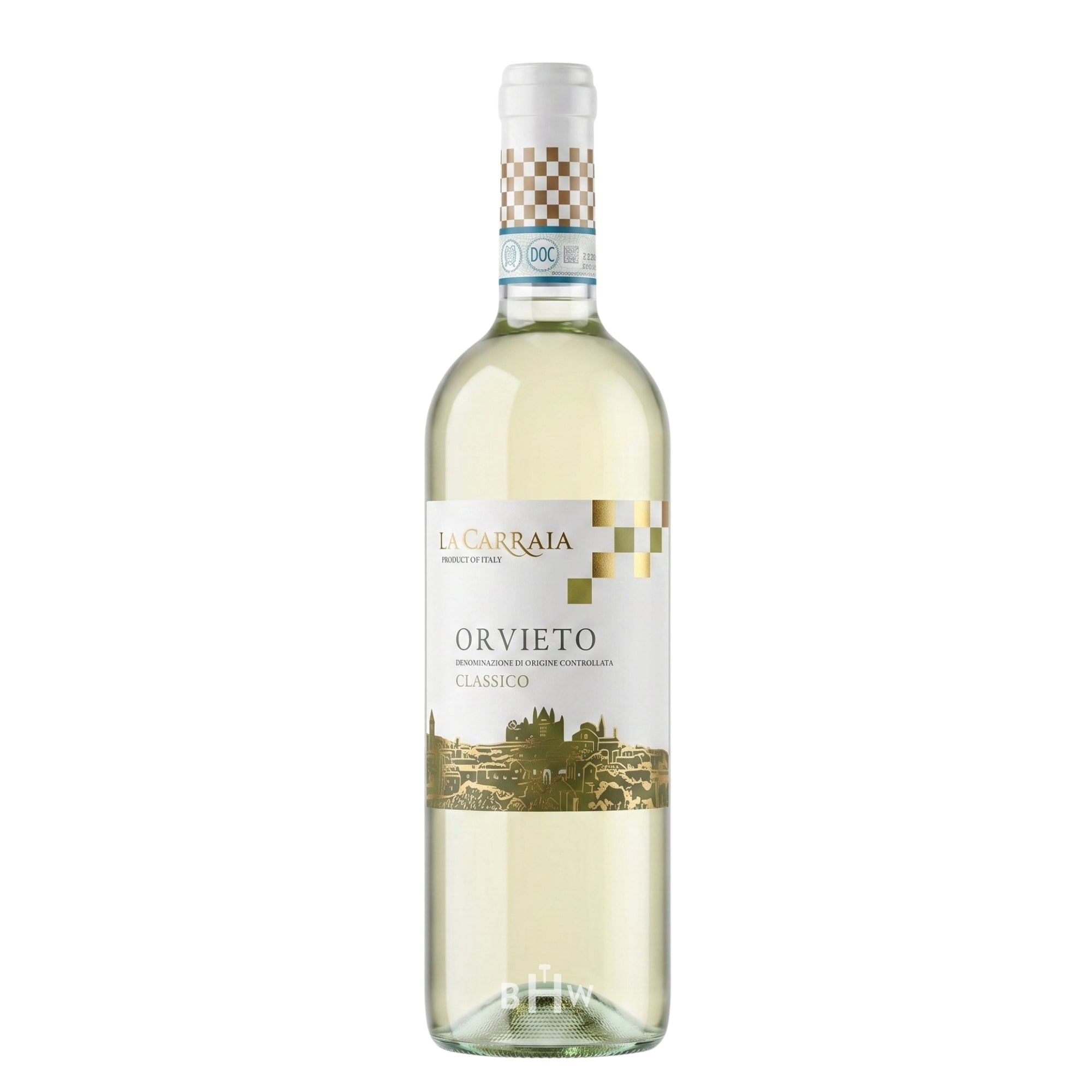 A single bottle of 2025 La Carraia Orvieto Classico white wine from Italy, curated by Big Hammer Wines.