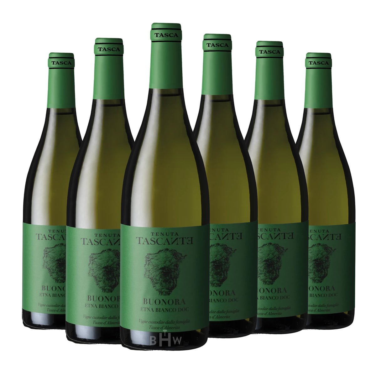 Six bottles of 2025 Tascante 'Buonora' Etna Bianco Carricante white wine. Curated by Big Hammer Wines.