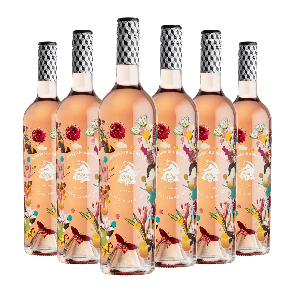 Six bottles of 2025 Wölffer Estate 'Summer in a Bottle' Long Island Rosé wine. Curated by Big Hammer Wines.