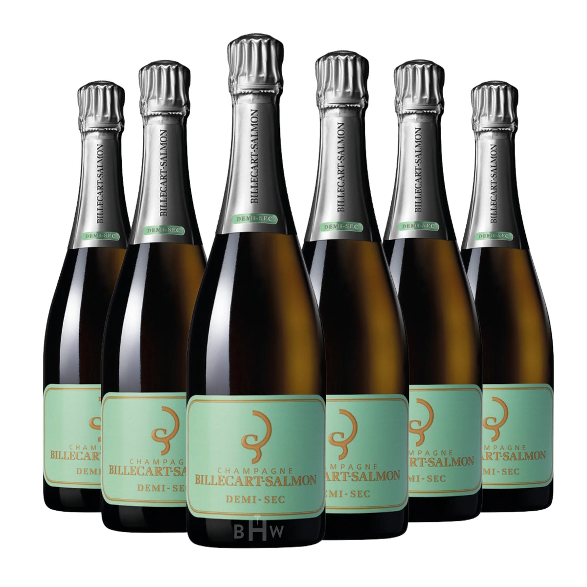 Six bottles of Billecart-Salmon Demi-Sec Champagne NV sparkling wine. Curated by Big Hammer Wines.