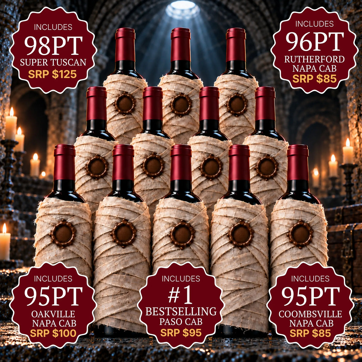 Boo Red Mystery Pack: The Crypt 12-pack wine bottles, curated by Big Hammer Wines.