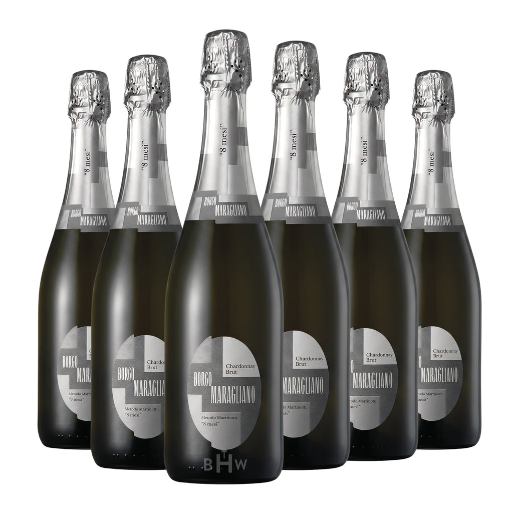 Borgo Maragliano '8 Mesi' Chardonnay Brut Charmat Piemonte NV 6-pack sparkling wine bottles, curated by Big Hammer Wines.