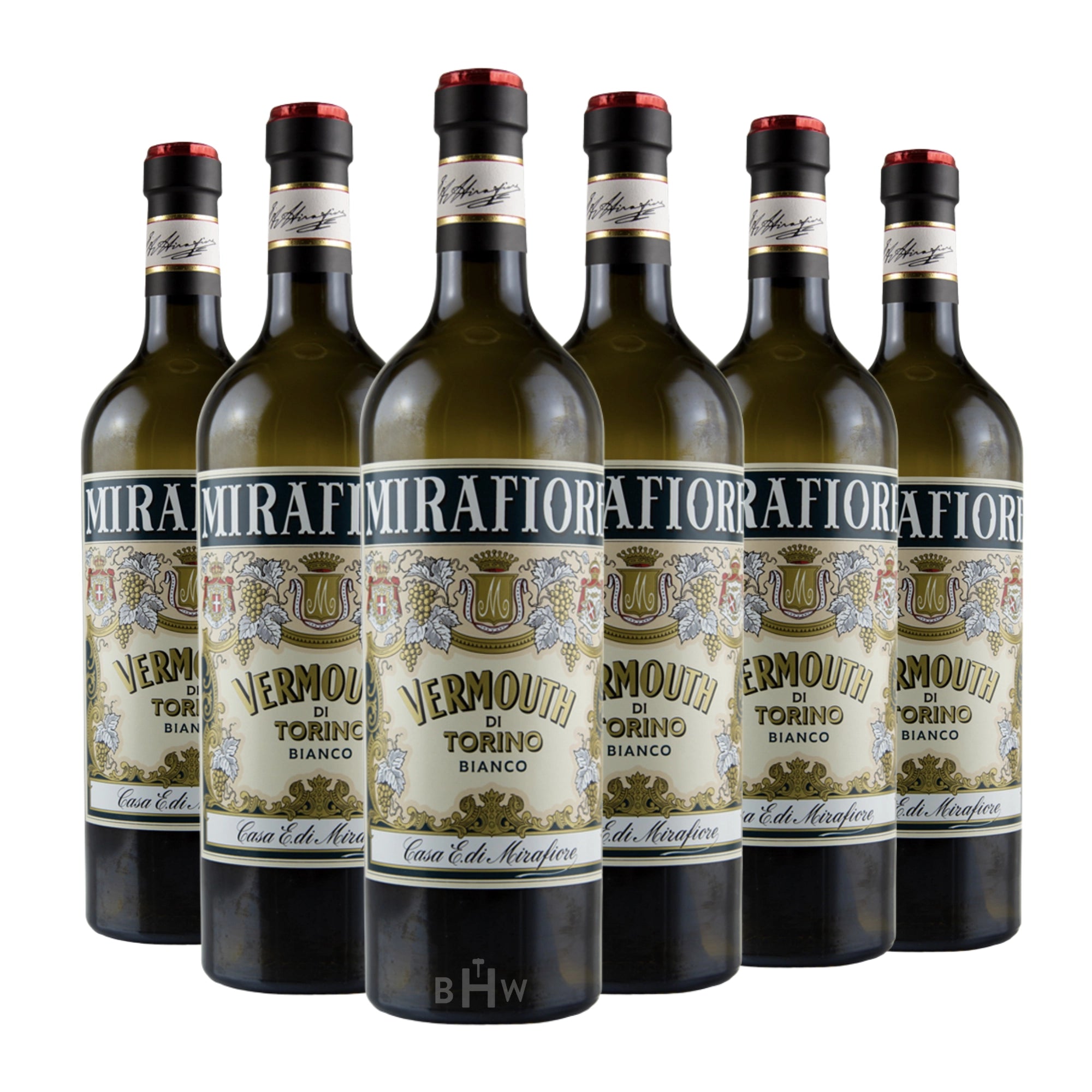 A 6-bottle pack of Casa E. de Mirafiore Vermouth di Torino Bianco Superiore Piedmont NV 750ml, curated by Big Hammer Wines.