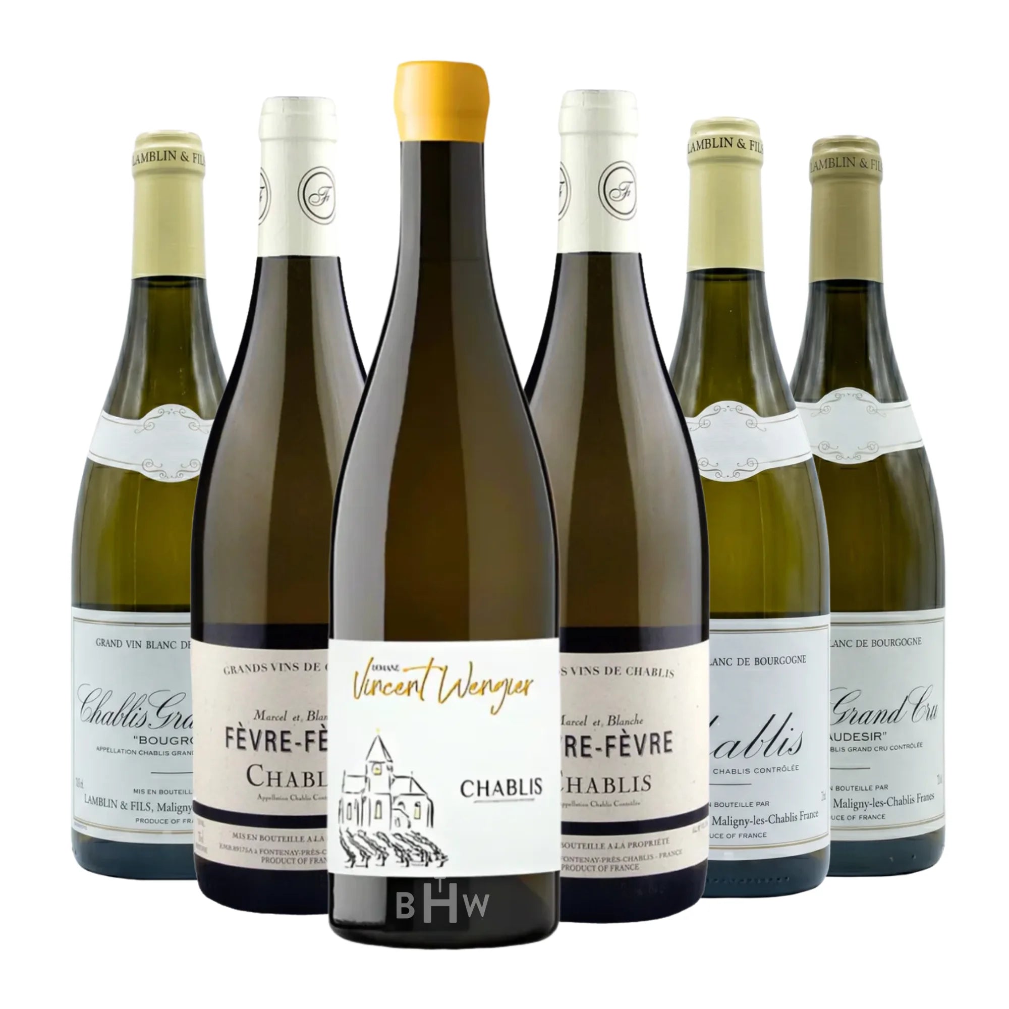 A 6-bottle wine sampler titled Chablis Crush 6-Pack Sampler 750ml, curated by Big Hammer Wines.