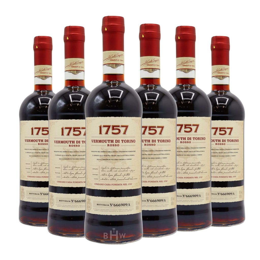 A 6-bottle pack of Cinzano 1757 Vermouth di Torino Rosso Piedmont NV 750ml, curated by Big Hammer Wines.