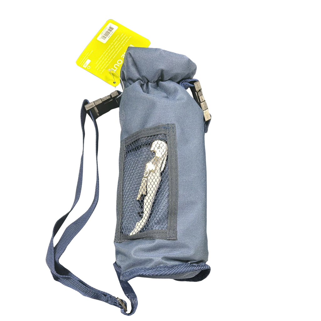 BHW Grab & Go Insulated Canvas Bottle Carrier with Corkscrew