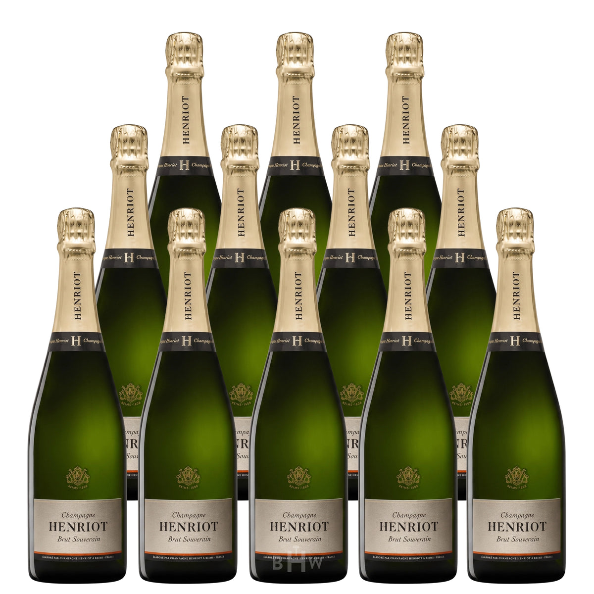 Henriot 'Brut Souverain' Champagne NV 12-pack champagne bottles, curated by Big Hammer Wines.