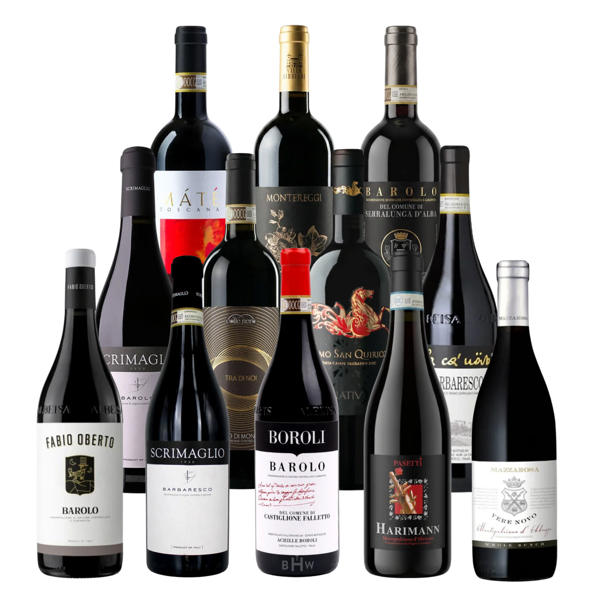 Italian Ambassador's Top 12 Italian Red Wines 12-bottle pack sampler, curated by Big Hammer Wines.