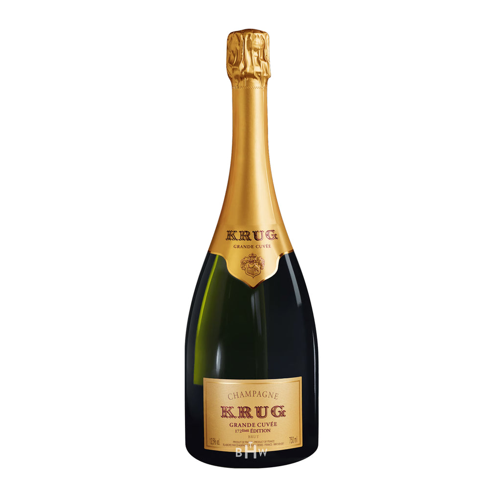 KrugChampagneBrutGrandeCuvee172ndEdition bottle with a white background.