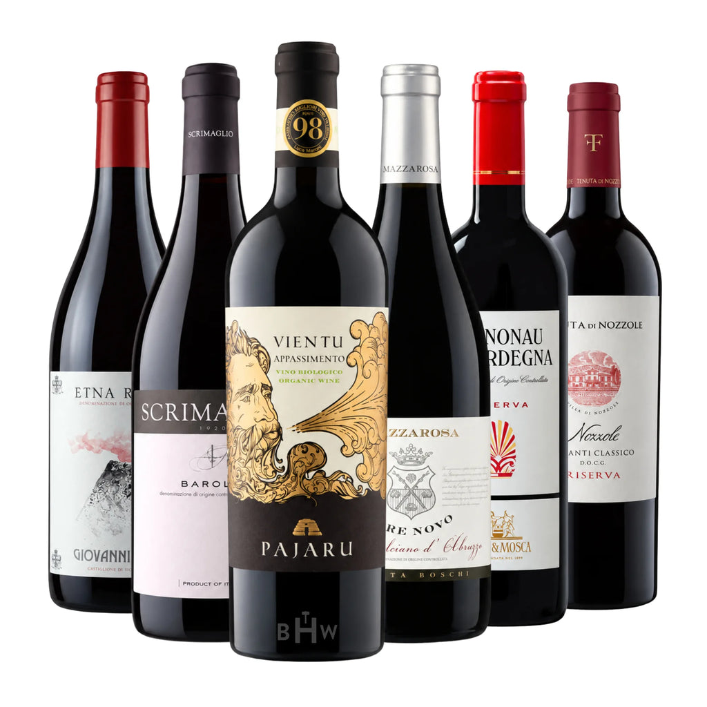 La Dolce Vita: Italian Wine Sampler 6-pack red wine bottles, curated by Big Hammer Wines.