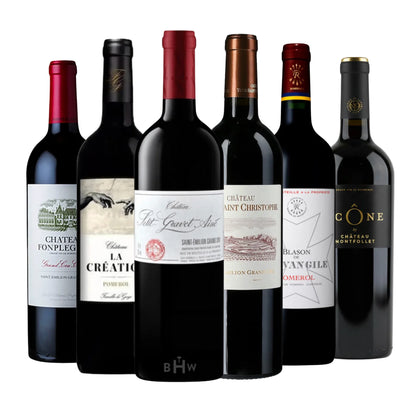 Right Bank Bordeaux 6-pack sampler featuring Merlot and Cabernet Franc wines from Saint Emilion and Pomerol France