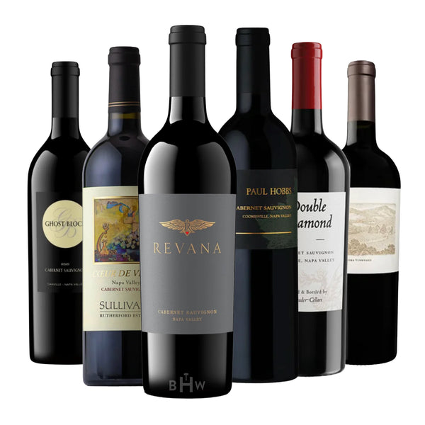 A collection of six exceptional red wine bottles showcasing world-class selections from the prestigious Saint-Émilion Grand Cru appellation in Bordeaux, France. Curated by Big Hammer Wines.