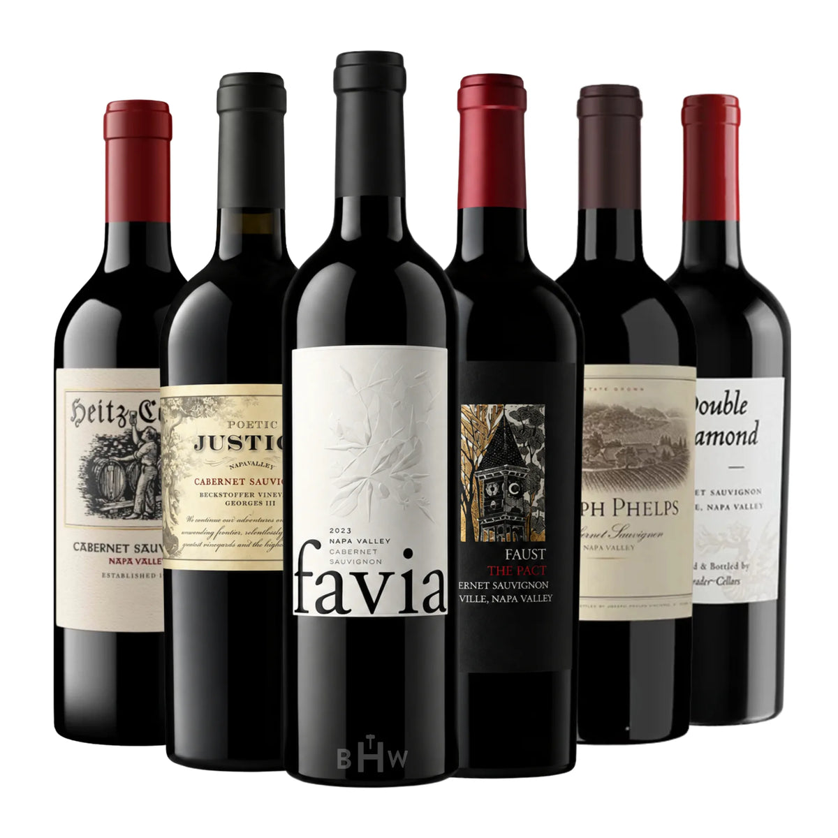 Napa Valley Cabernet Sauvignon Luxury 6pk Sampler featuring six 750ml bottles of red wine, curated by Big Hammer Wines.