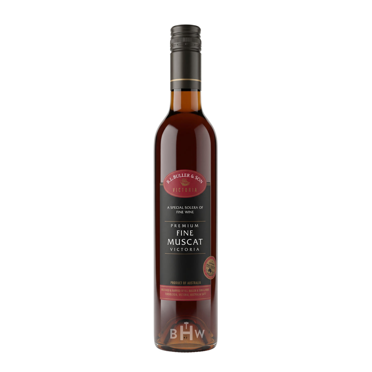 R.L. Buller & Son Premium Fine Muscat Victoria 375ml single dessert wine bottle, curated by Big Hammer Wines.
