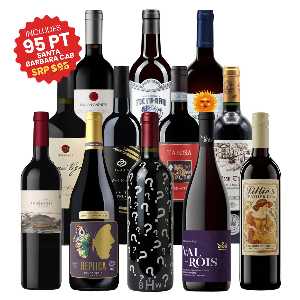 Red Wine Lovers Case featuring twelve 750ml bottles of red wine, curated by Big Hammer Wines.