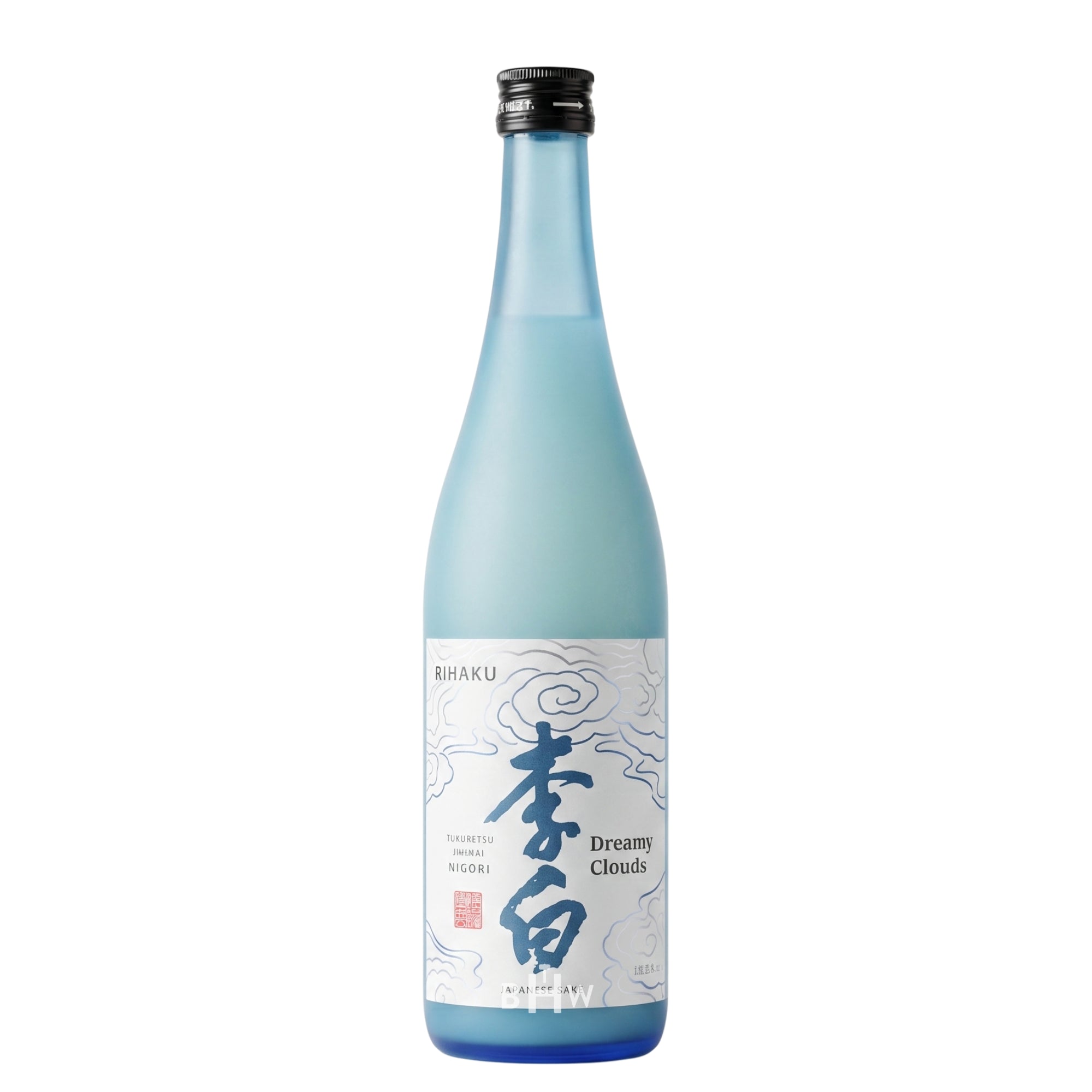 A single bottle of Rihaku Nigori "Dreamy Clouds" Tokubetsu Junmai NV Japanese sake, curated by Big Hammer Wines.