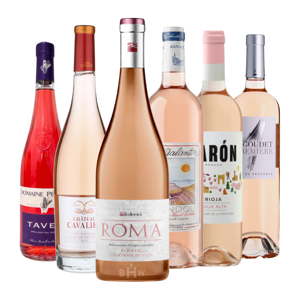 Rose All Day Rosé's of the World 6-pack Sampler rosé wine bottles, curated by Big Hammer Wines.