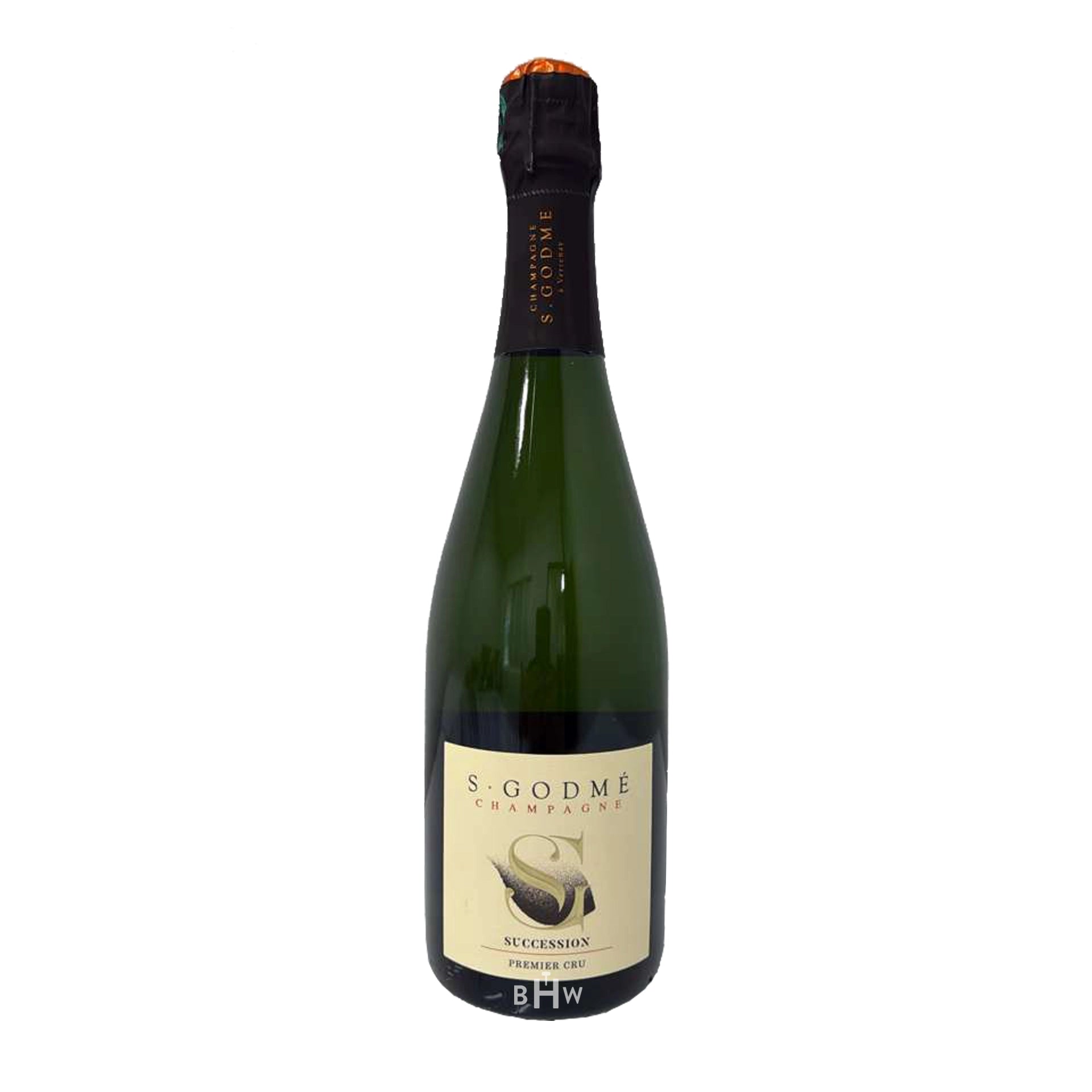 Bottle of S. Godme Champagne on a white background