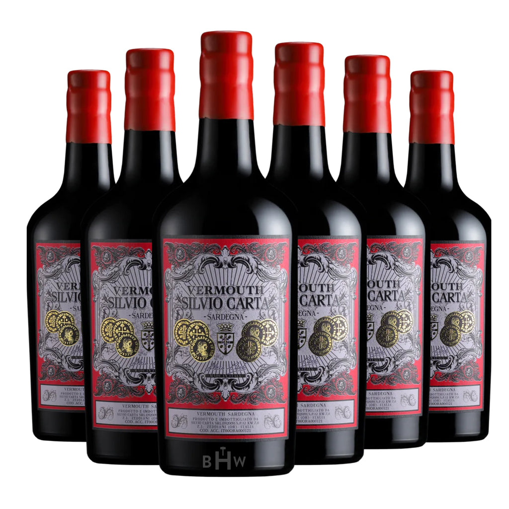 A 6-bottle pack of Silvio Carta Vermouth di Sardegna Rosso Sardinia NV 750ml, curated by Big Hammer Wines.