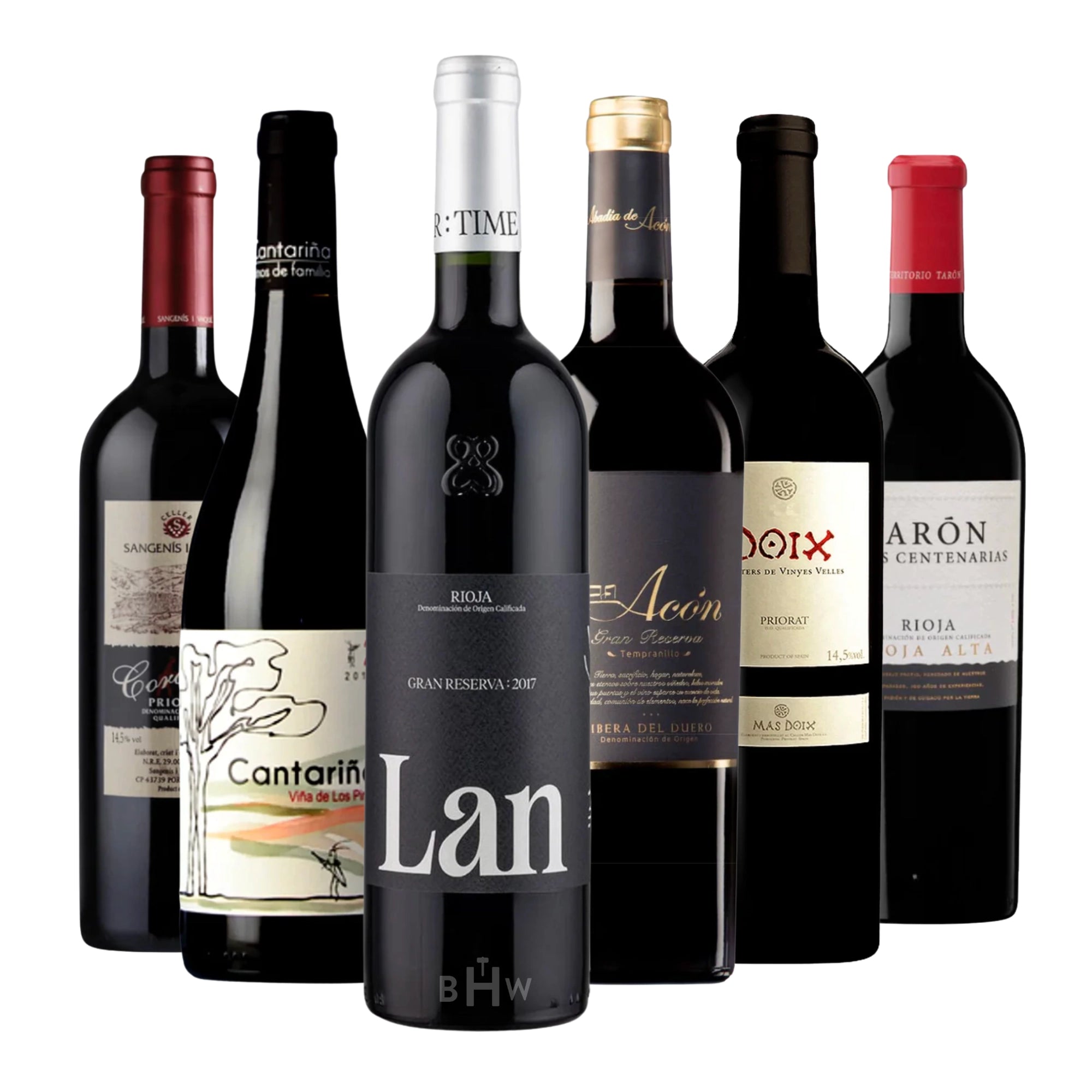 Spanish red wine sampler 6-pack featuring Rioja, Ribera del Duero and Priorat wines curated by Big Hammer Wines