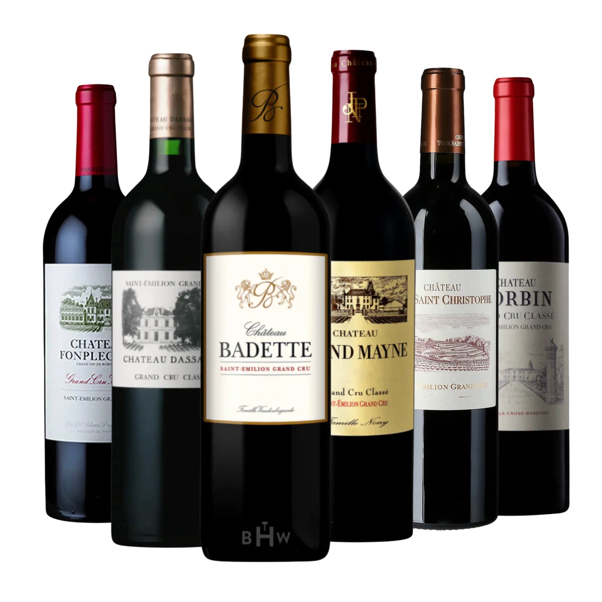 Saint-Emilion Grand Cru Bordeaux wine sampler 6 pack featuring Château Badette, Grand Mayne, Corbin and other Right Bank Bordeaux wines curated by Big Hammer Wines
