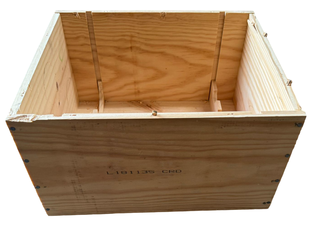 Deep wooden wine crate, 6-bottle original wood case for cellar storage