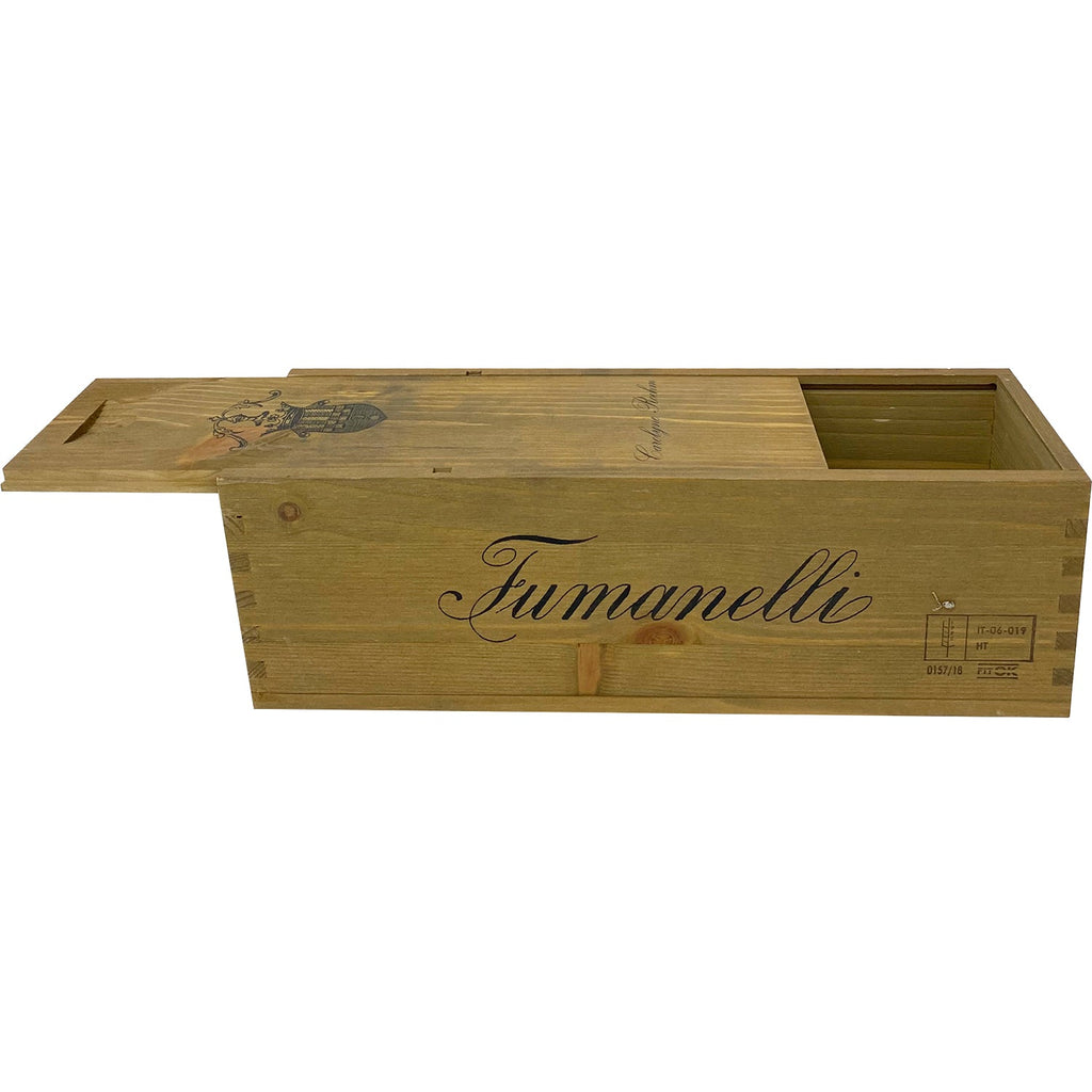Fumanelli single-bottle wood wine box with sliding lid, 1-bottle gift case